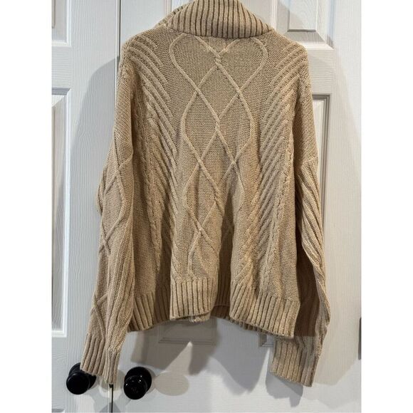 NWT SNDYS Jax Knit Cable Knit 1/4 Zip Up Cropped Cream Top Sweater Women’s L - Picture 15 of 16